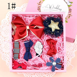 1 Set Lovely Grils Hair Bow Band Barrettes Ribbons DIY Crafts Kit Girls Headwear Children Hair Accessories Gift With Box - Aborto Crafts