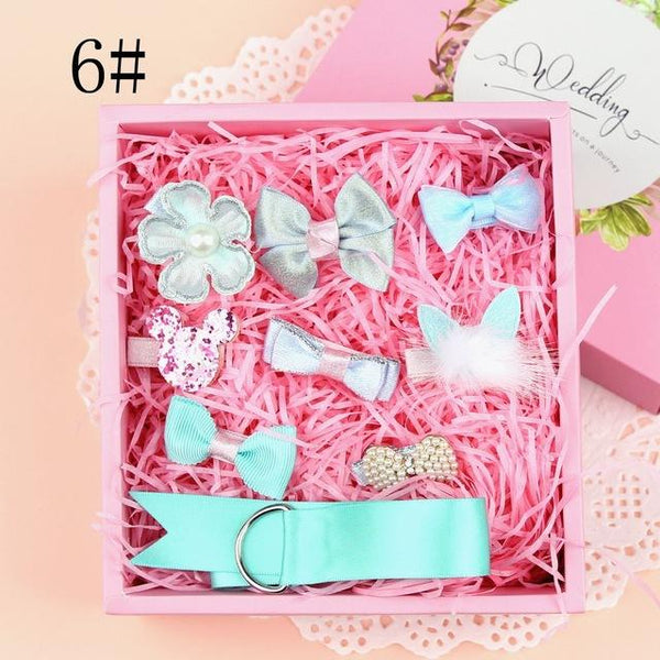 1 Set Lovely Grils Hair Bow Band Barrettes Ribbons DIY Crafts Kit Girls Headwear Children Hair Accessories Gift With Box - Aborto Crafts