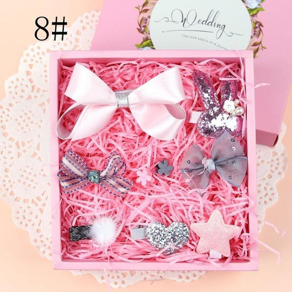 1 Set Lovely Grils Hair Bow Band Barrettes Ribbons DIY Crafts Kit Girls Headwear Children Hair Accessories Gift With Box - Aborto Crafts