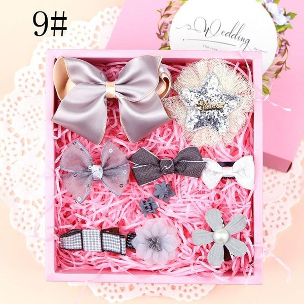 1 Set Lovely Grils Hair Bow Band Barrettes Ribbons DIY Crafts Kit Girls Headwear Children Hair Accessories Gift With Box - Aborto Crafts