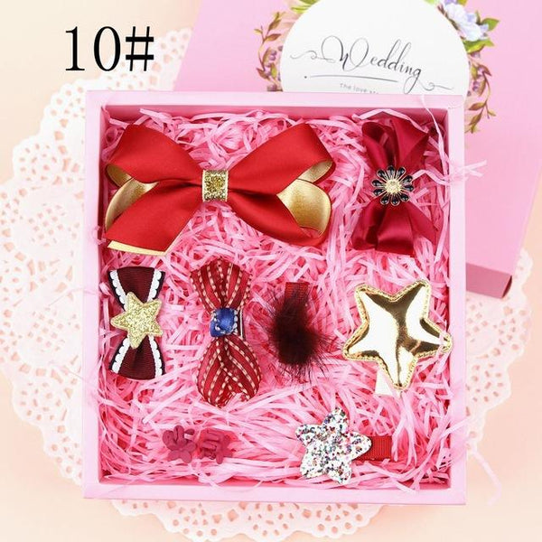 1 Set Lovely Grils Hair Bow Band Barrettes Ribbons DIY Crafts Kit Girls Headwear Children Hair Accessories Gift With Box - Aborto Crafts