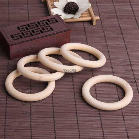 70mm Baby Natural Teething Rings Wooden Necklace Bracelet DIY Crafts 5pcs - Aborto Crafts