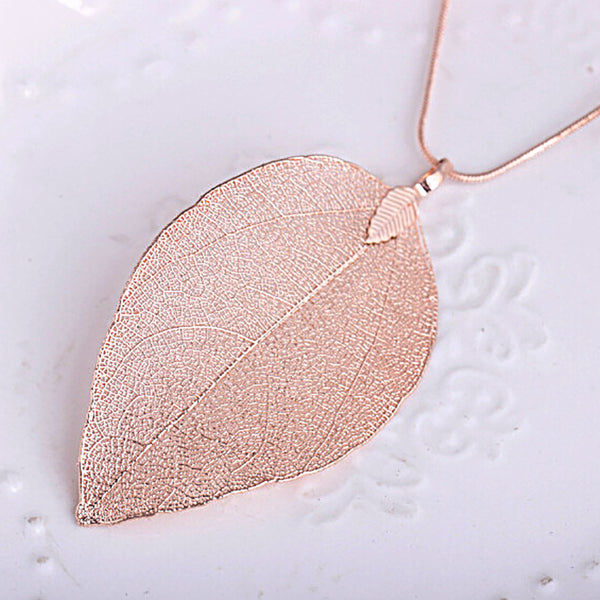 Women Special Leaves Leaf Sweater Pendant Necklace Ladies Long Chain Jewelry - Aborto Crafts