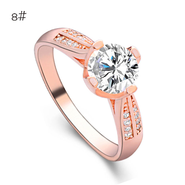 Flower Crystal Wedding Ring For Women Jewelry Accessories Rose Gold Gold Engagem - Aborto Crafts