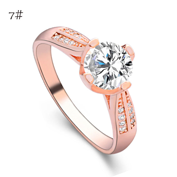 Flower Crystal Wedding Ring For Women Jewelry Accessories Rose Gold Gold Engagem - Aborto Crafts