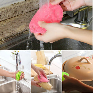 3Pcs Silicone Dish Washing Sponge Scrubber Kitchen Cleaning antibacterial Tool - Aborto Crafts