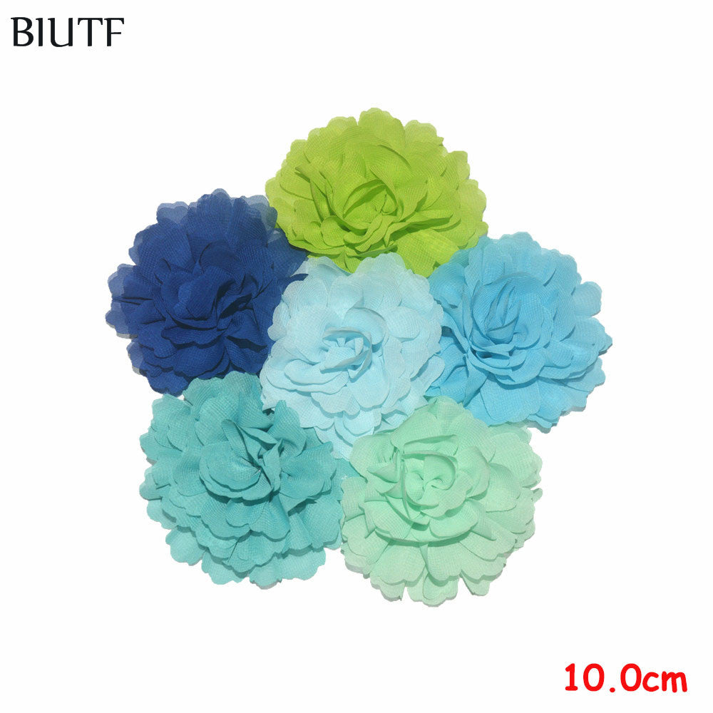 30pcs/lot 10.0cm Beautiful Wavy Chiffon Flower DIY Headwear Craft Accessories for Kids TH245 - Aborto Crafts